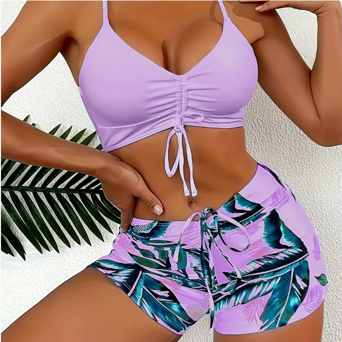 🏊👙🌴 Elegancki kostium kąpielowy z nadrukiem w dużym rozmiarze