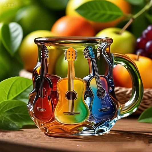 🎸🎵☕Ceașcă de cafea în formă de chitară, lucrată manual