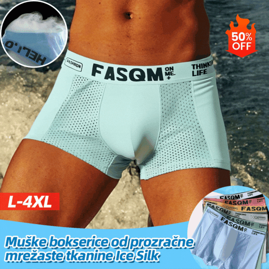 【Kupite 3, dobijte 3 gratis】🔵 Muške bokserice od ledene svile s prozračnom mrežicom