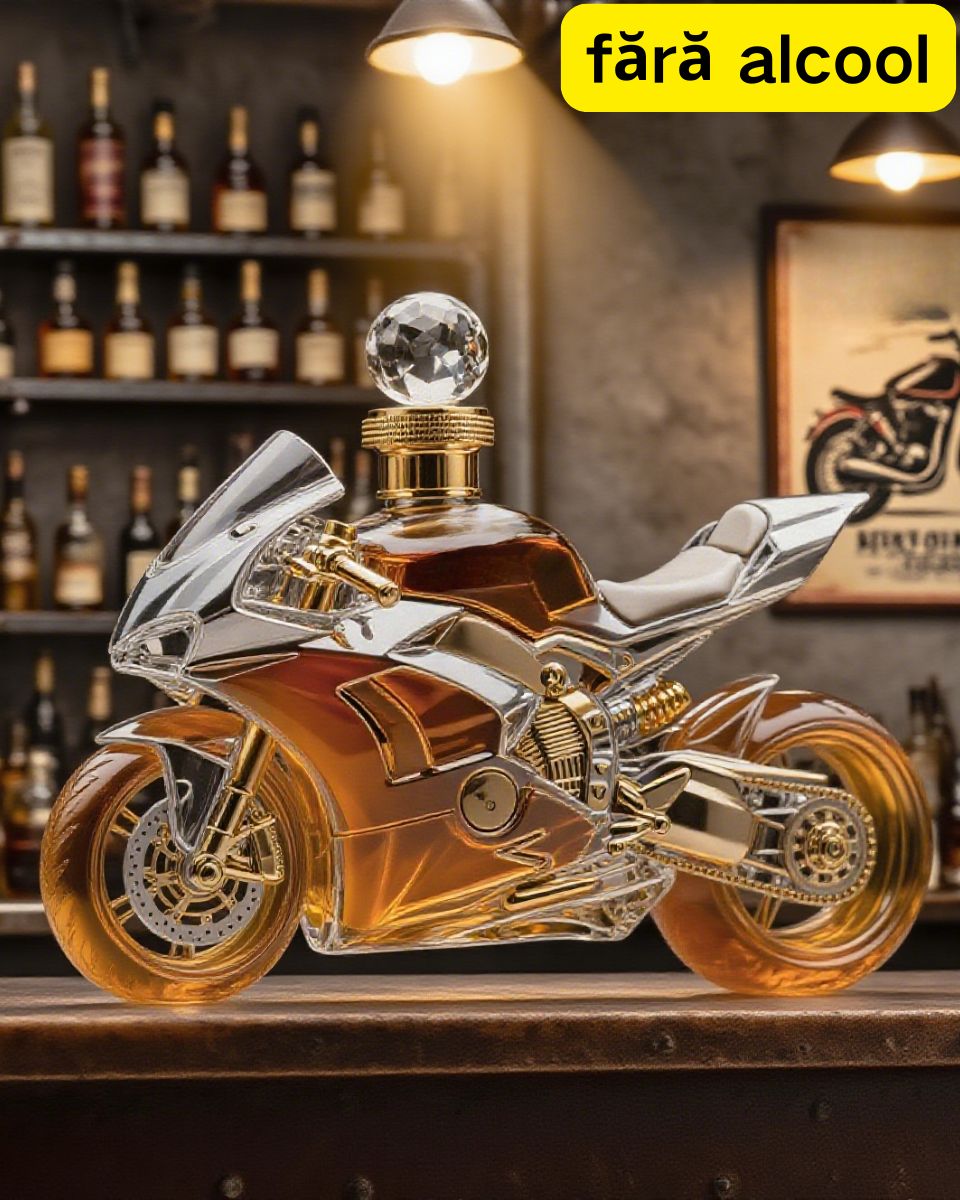 🚗Sticlă creativă de sticlă Sticlă de whisky interesantă în stil motociclist, realizată dintr-o sticlă