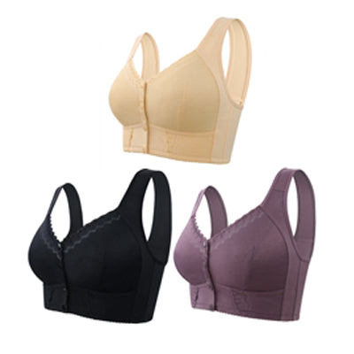 🎁(3 buc)💕🎁【45kg-155kg】Sutien supradimensionat, respirabil, din bumbac moale, cu nasturi frontali