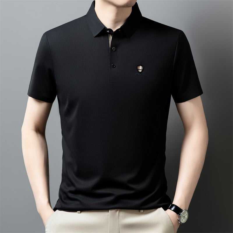 ✨✨【M-4XL】2025 Lodowa jedwabna koszulka polo z półrękawkiem na co dzień