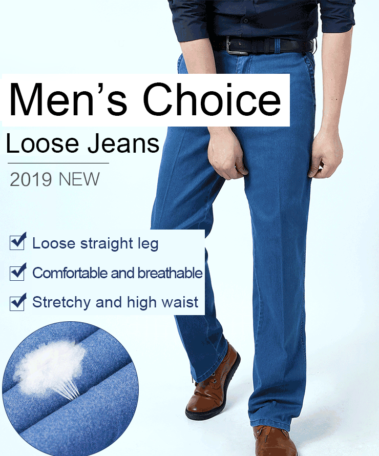 🙋♂️👖2025 noi blugi pentru bărbați cu talie înaltă, elastic, respirabili