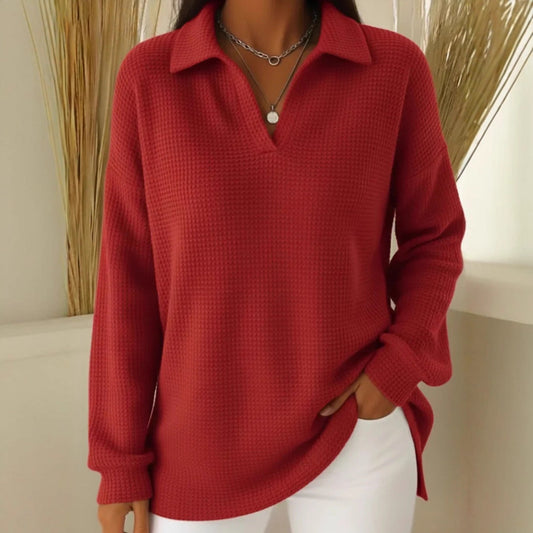 💥🥼 Novi elegantni jednobojni ležerni pulover s preklopnim ovratnikom, dugih rukava i zadebljanog materijala