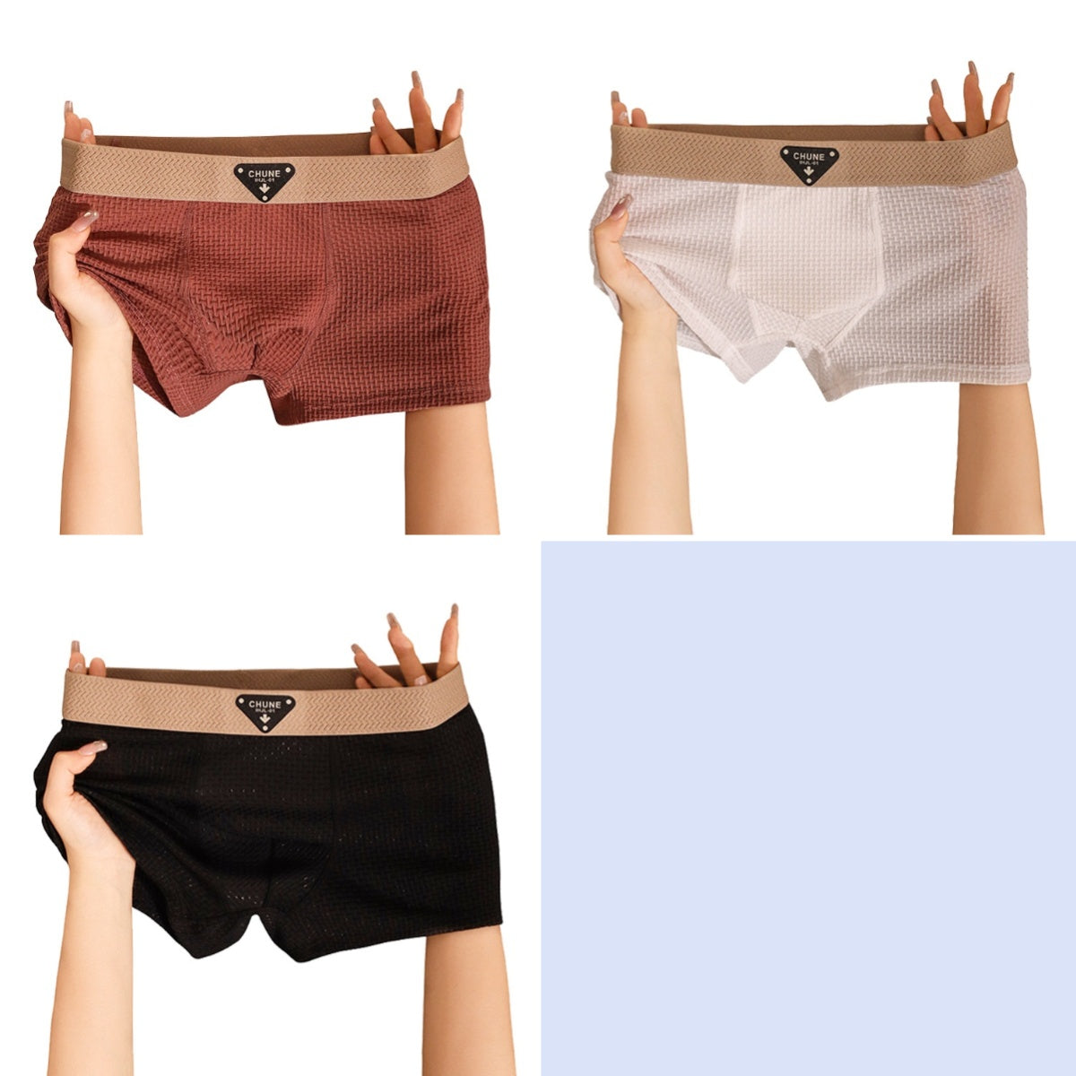 Boxeri bărbătești din bumbac – set de 3 buc., respirabili, antibacterieni, absorbant și comfortabil
