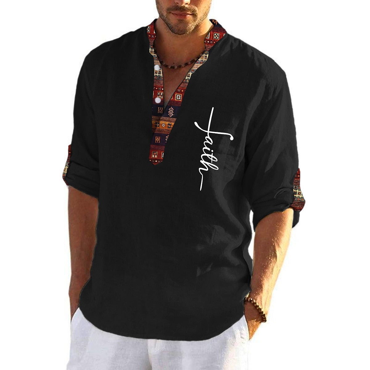 💥👔T-shirt pentru bărbați, de marime mare, din bumbac, cămăși cu decolteu în V