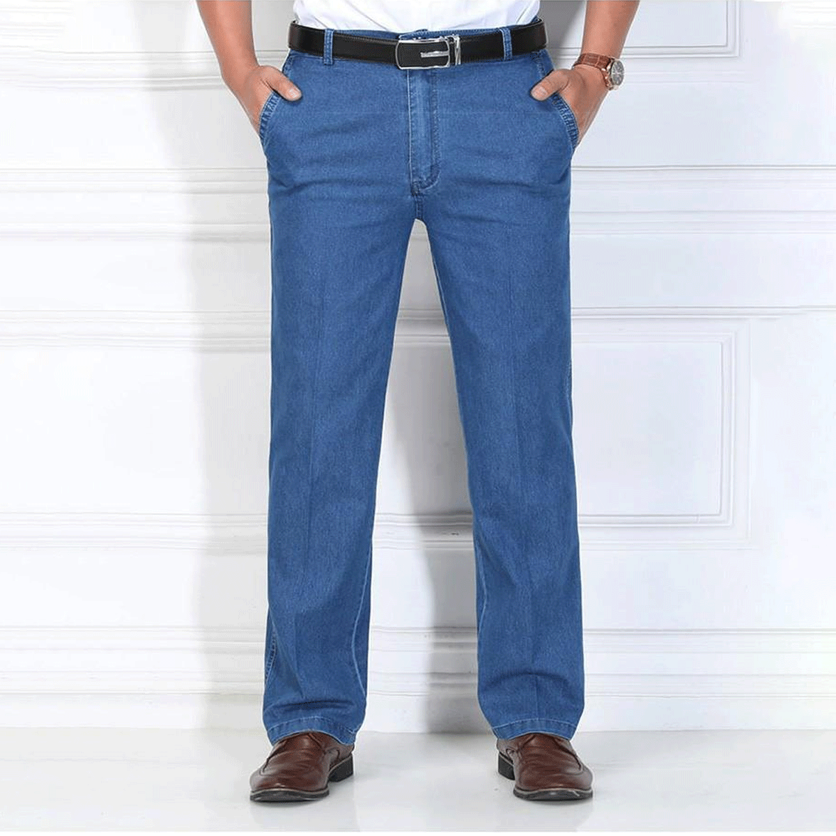🙋♂️👖2025 noi blugi pentru bărbați cu talie înaltă, elastic, respirabili