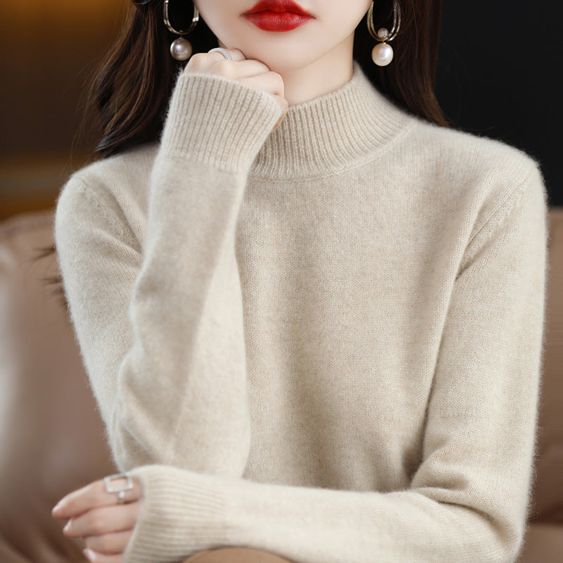 š„Jesenski in zimski stilš„Pleteni pulover s poloviÄnim ovratnikom in dolgimi rokavi, vsestranski