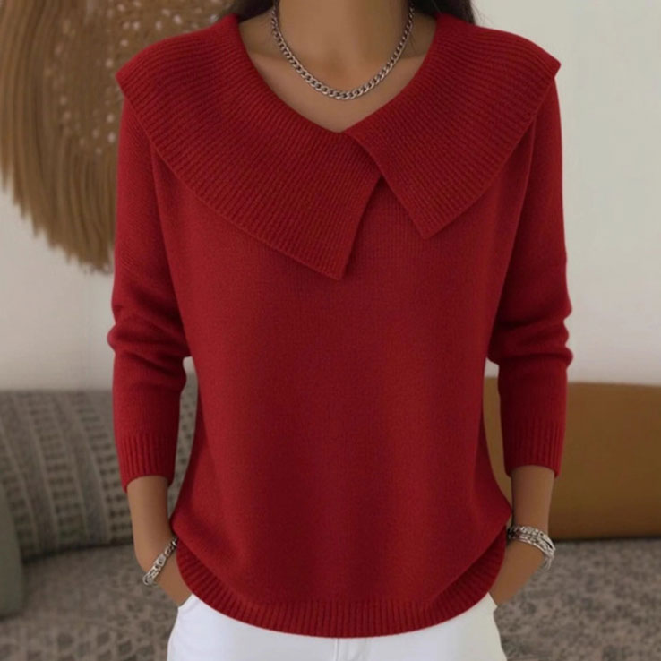 𧶠Ženski pulover z ovratnikom, 2025, ohlapen, eleganten, vitek, univerzalen