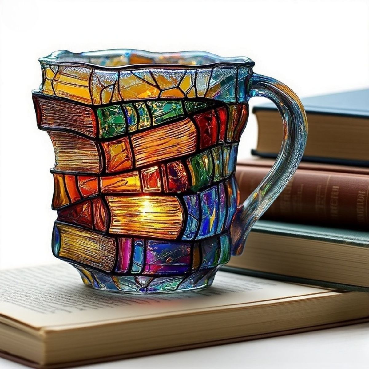 📚Ceașcă de cafea pictată 3D în formă de carte