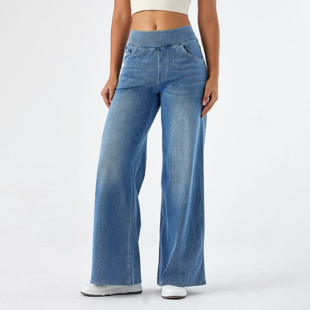 🥇Nowe wiosenne damskie dżinsy z wysokim stanem i szeroką nogawką – elegancki i modny design