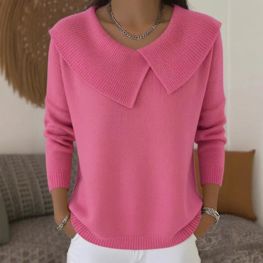 🧶 Ženski pulover z ovratnikom, 2025, ohlapen, eleganten, vitek, univerzalen