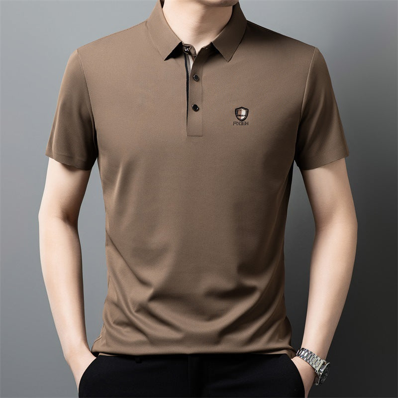 ✨✨【M-4XL】2025 Lodowa jedwabna koszulka polo z półrękawkiem na co dzień
