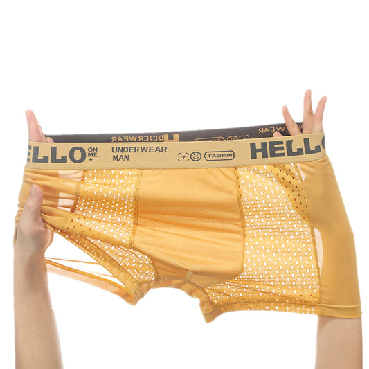 【6 szt.】 Bokserki męskie z lodowego jedwabiu z oddychającą siatką