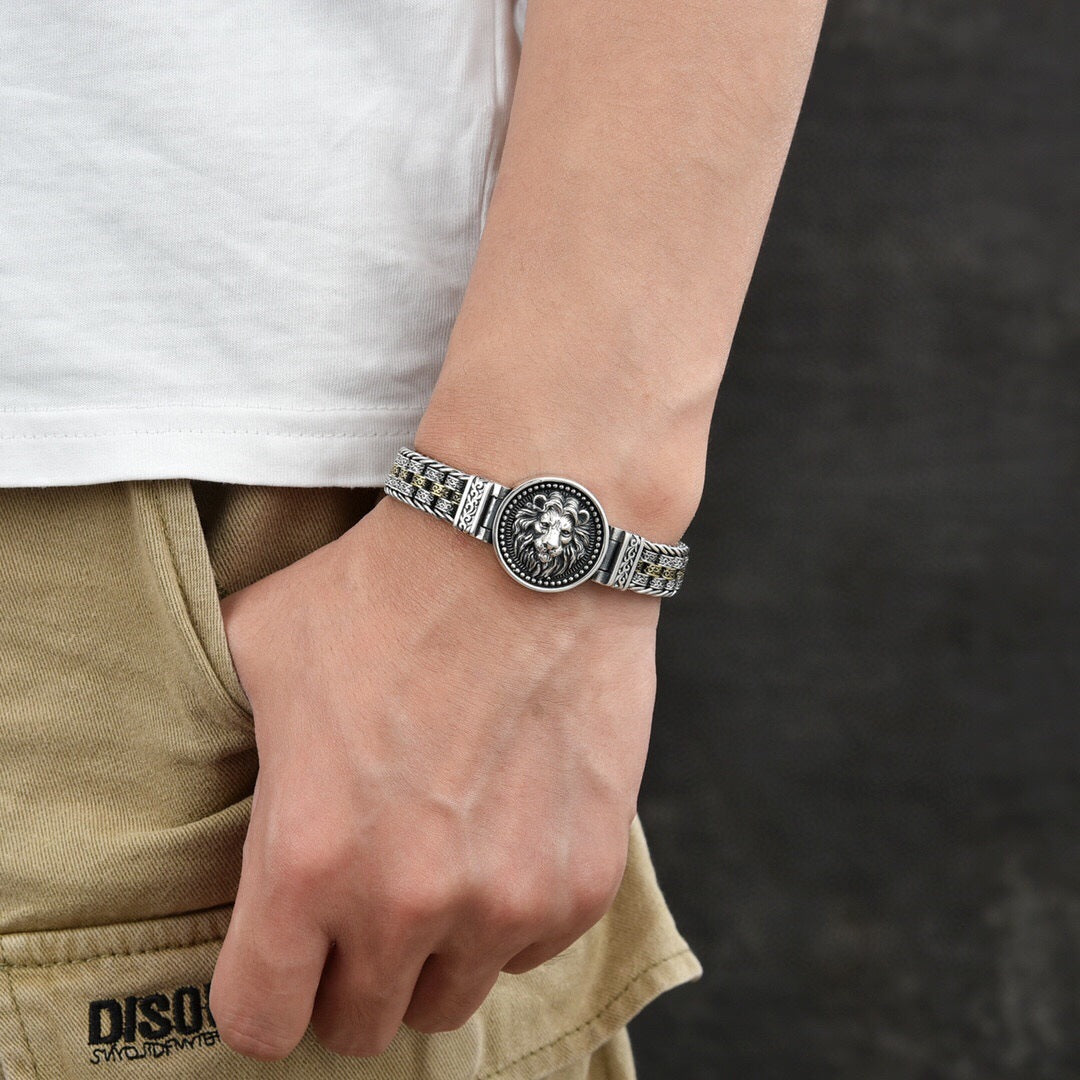 🔥Męska bransoletka z koralików skręconych ze srebra próby 925