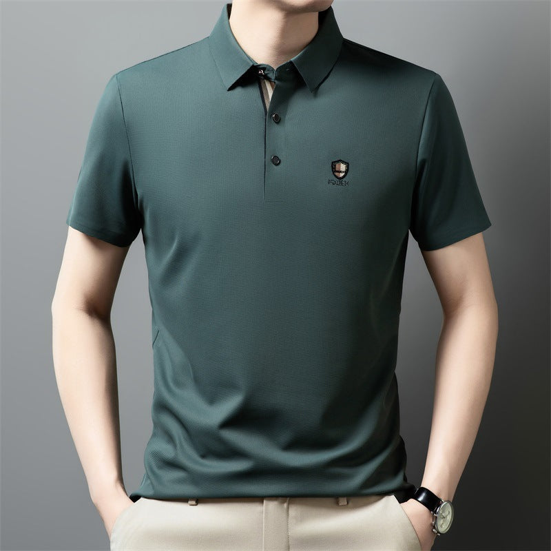 ✨✨【M-4XL】2025 Lodowa jedwabna koszulka polo z półrękawkiem na co dzień
