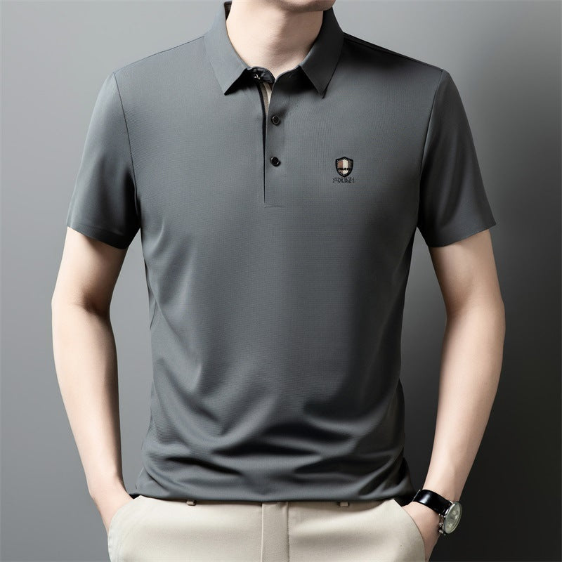 ✨✨【M-4XL】2025 Lodowa jedwabna koszulka polo z półrękawkiem na co dzień