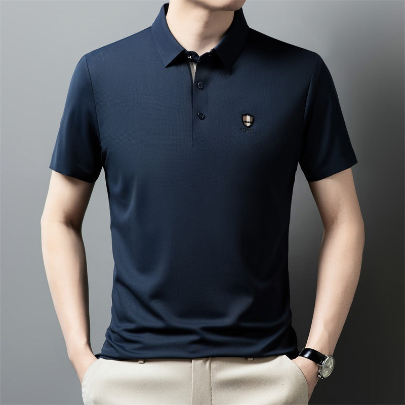 ✨✨【M-4XL】2025 Lodowa jedwabna koszulka polo z półrękawkiem na co dzień