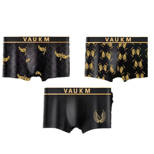 🚹✅💥Cumpărați 3 obțineți 3 gratuit🔥Lenjerie intimă respirabilă din mătase glacială pentru bărbați, lenjerie intimă confortabilă, fără cusături, mărime plus, imprimeu la modă