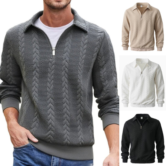 👔Muški džemper s žakard ovratnikom, ležeran, pleten, dugi rukavi