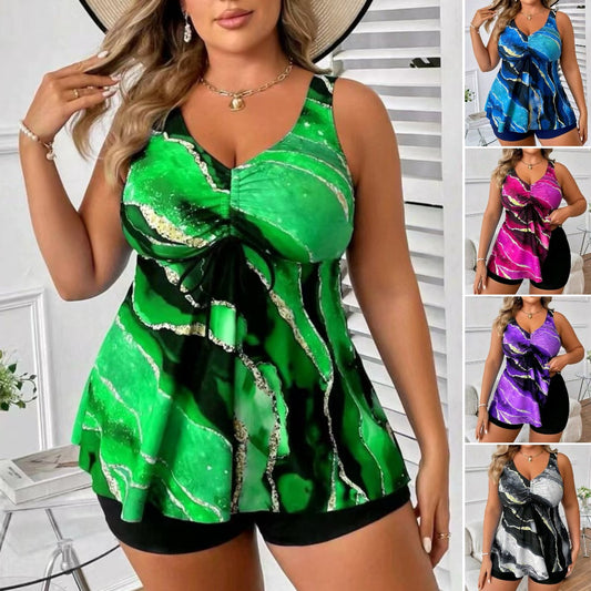 🏖️👙🌴【S-5XL】Costum de baie elegant, mărime mare, cu imprimeu