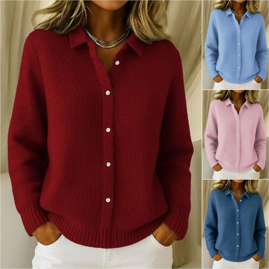 Damski sweter kardigan w jednolitym kolorze (S-2XL), luźny i swobodny styl