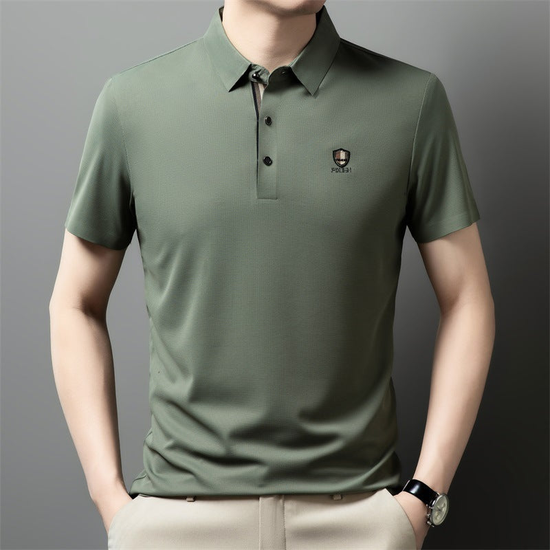 ✨✨【M-4XL】2025 Lodowa jedwabna koszulka polo z półrękawkiem na co dzień