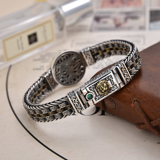 🔥Męska bransoletka z koralików skręconych ze srebra próby 925