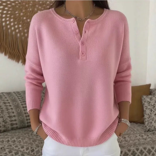 【S-2XL】Damski jednokolorowy sweter z dekoltem V, luźny i casualowy