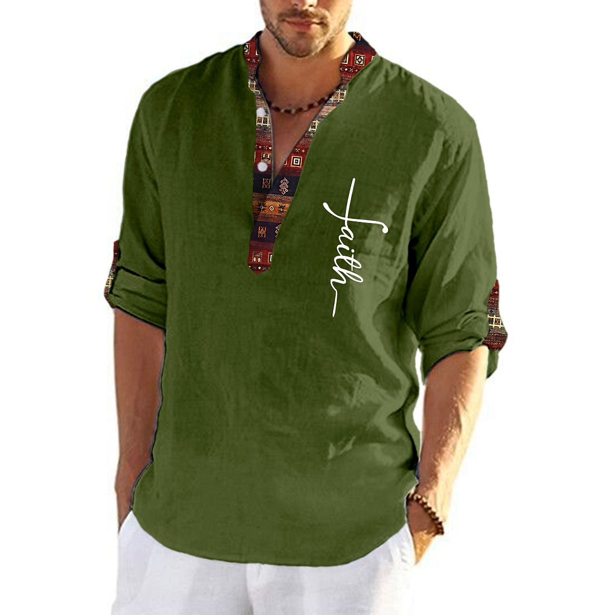 💥👔T-shirt pentru bărbați, de marime mare, din bumbac, cămăși cu decolteu în V