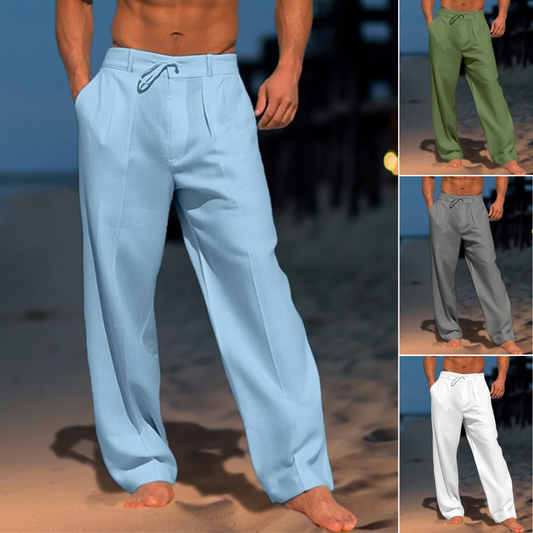 🏖️👖 【S–3XL】😍 Lniane luźne spodnie męskie w dużych rozmiarach, wygodne i przewiewne, idealne na co dzień i na wakacje