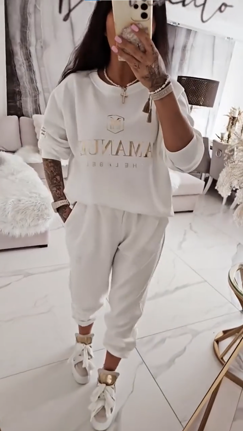 šKupite jedan, dobijte jedan gratisšćS-5XLćNovi dolasci jesen-zima 2025. za žene, 100% pamuk, ležeran set s uzorkovanom majicom i Å”irokim hlaÄama