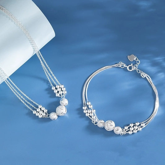 🔥【Colier + Brățară】✨Set de bijuterii colier cu transfer de argint gravat