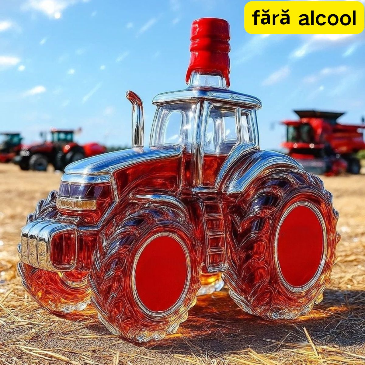 🔥🚜Sticlă de vin retro cu tractor agricol,🎁🎁Ornamente creative sigilate pentru sticle de whisky