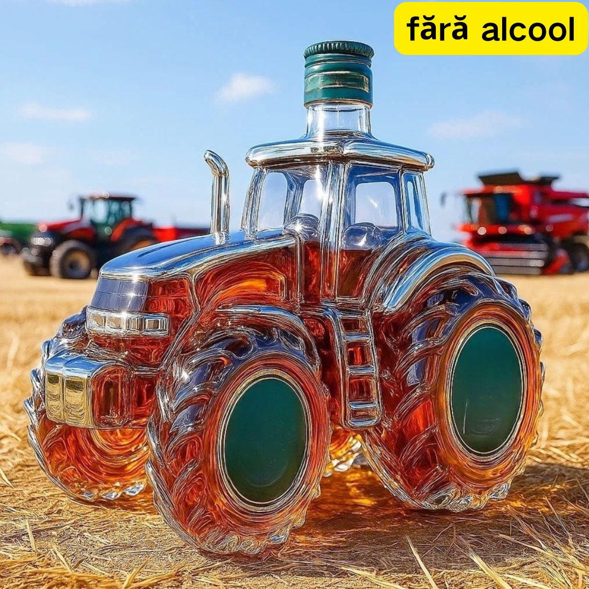 🔥🚜Sticlă de vin retro cu tractor agricol,🎁🎁Ornamente creative sigilate pentru sticle de whisky