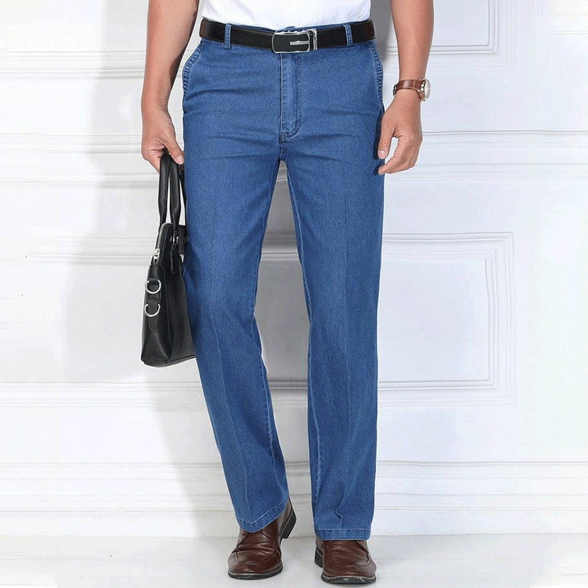 🙋♂️👖2025 noi blugi pentru bărbați cu talie înaltă, elastic, respirabili