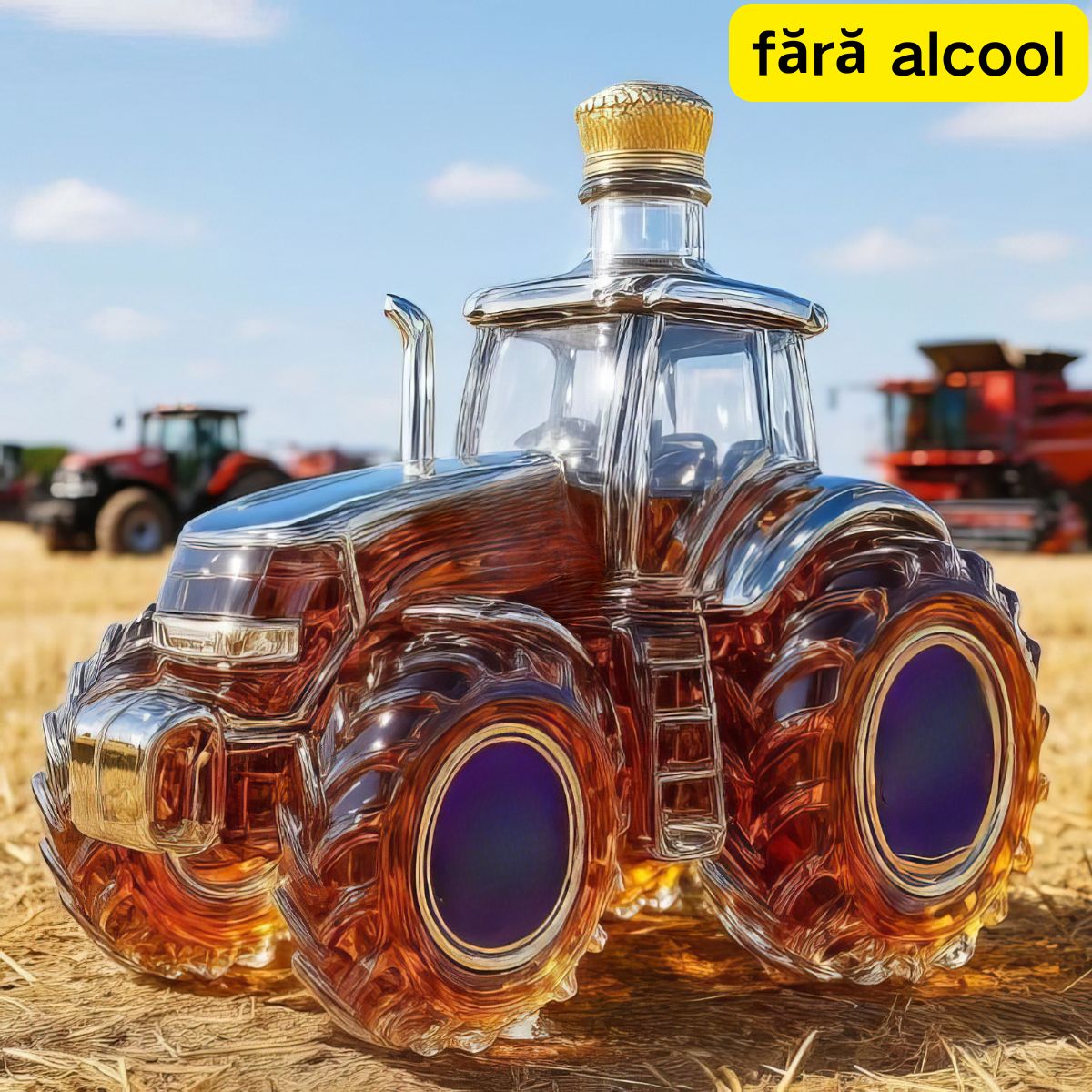 🔥🚜Sticlă de vin retro cu tractor agricol,🎁🎁Ornamente creative sigilate pentru sticle de whisky