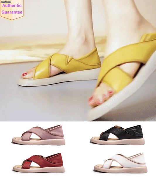 💕【35-42】Sandały rzymskie na płaskim obcasie ze skóry naturalnej, swobodne i wygodne