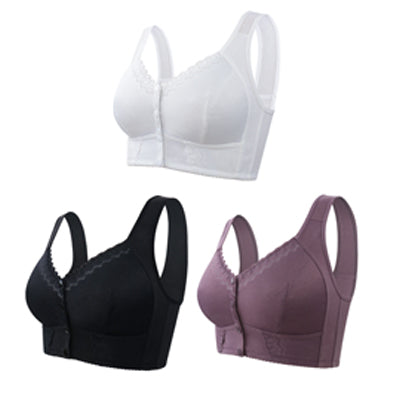 🎁(3 buc)💕🎁【45kg-155kg】Sutien supradimensionat, respirabil, din bumbac moale, cu nasturi frontali