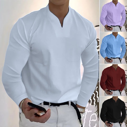 👔🔥🔥【S-5XL】Męska bawełniana koszula z dekoltem w serek