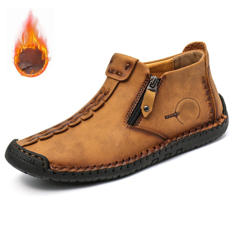 🔥🥾【38-48】Nowe zimowe męskie buty Martin z podszewką z futra i zamkiem błyskawicznym