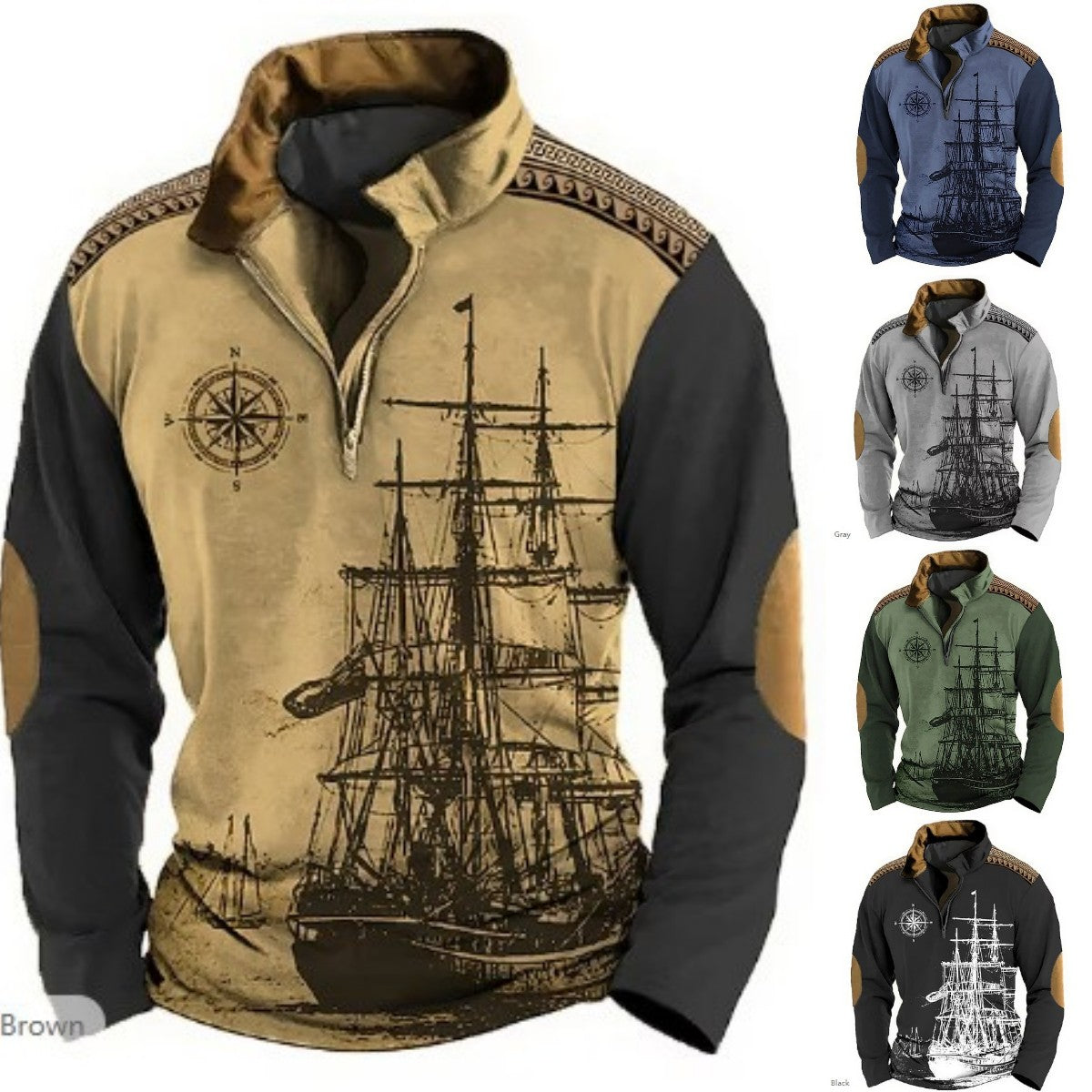 😎【S-5XL】Moški pulover s kapuco in polovično zadrgo, 3D potisk, udoben, topel in moderen za hladne dni