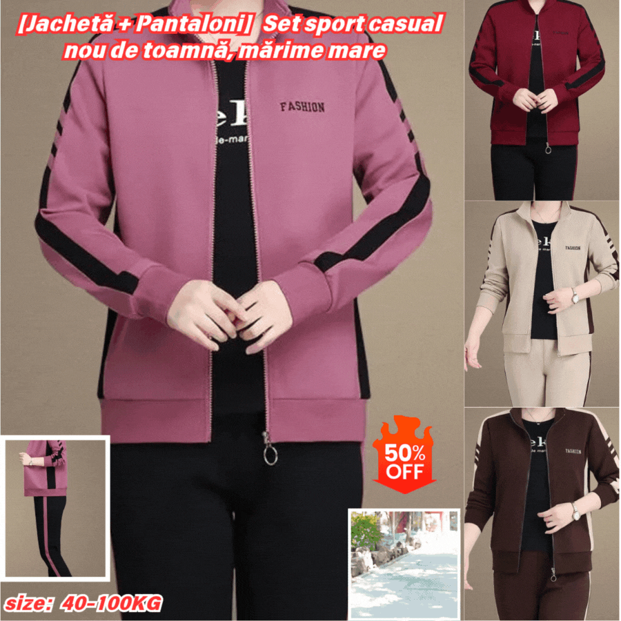 🔥【50% popust】🔥【M-5XL】【Jakna + hlače】😍 Nov spomladanski komplet športnih oblačil za prosti čas, plus velikosti