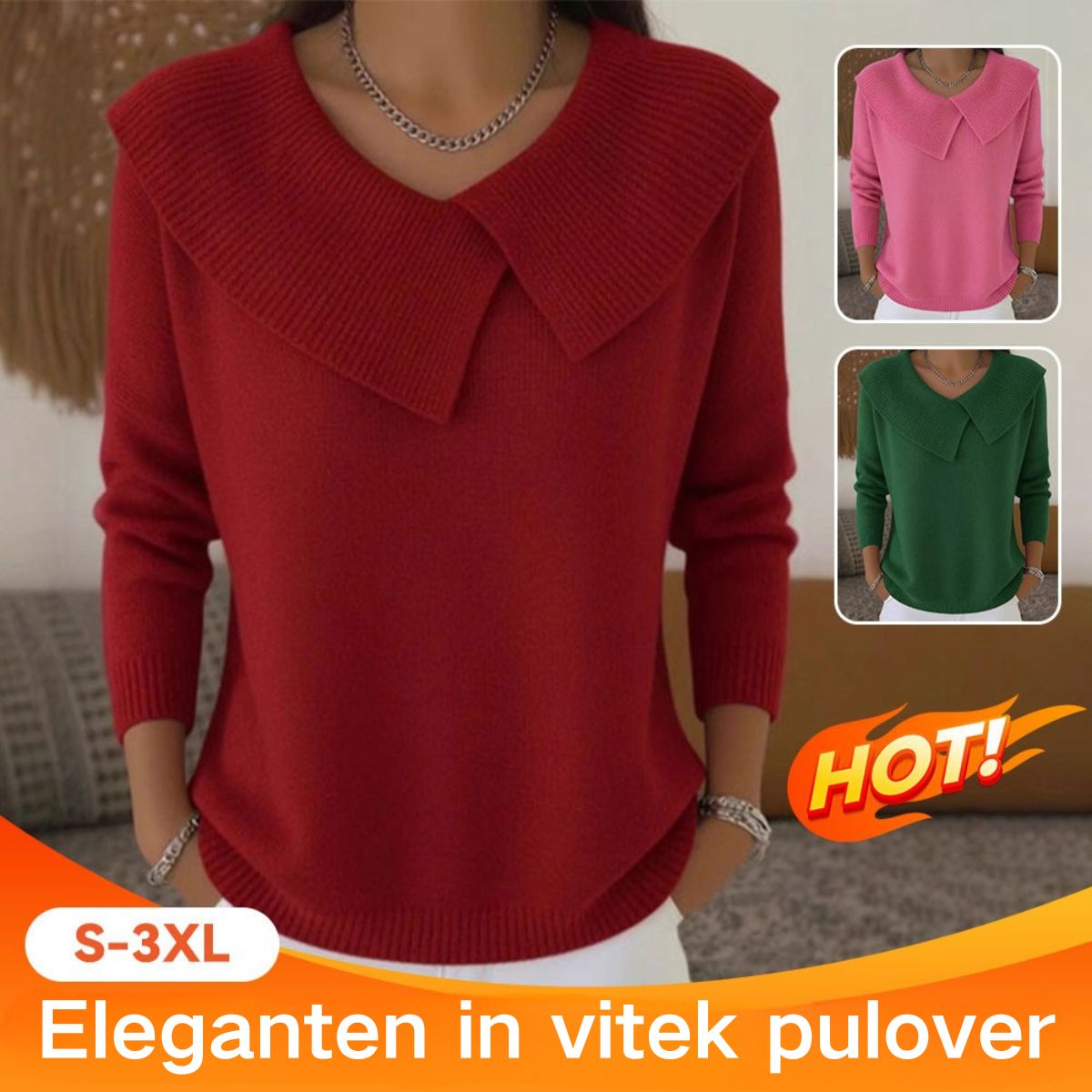 🧶 Ženski pulover z ovratnikom, 2025, ohlapen, eleganten, vitek, univerzalen