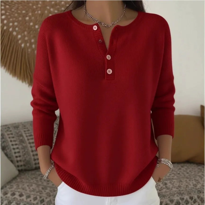 【S-2XL】Ženski jednobojni džemper s V-izrezom, širok i ležeran