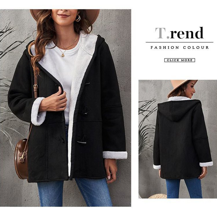 🥼🔥[S-5XL] Νέο μοντέρνο, ζεστό γυναικείο μπουφάν με κουκούλα, σουέτ και μάλλινη επένδυση, του 2025