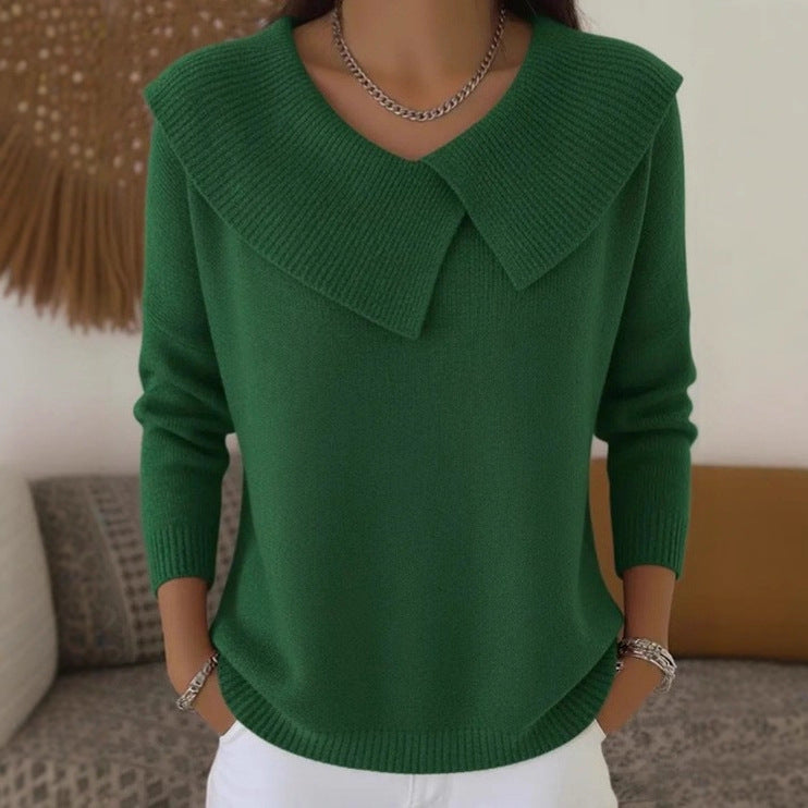 🧶 Ženski pulover z ovratnikom, 2025, ohlapen, eleganten, vitek, univerzalen