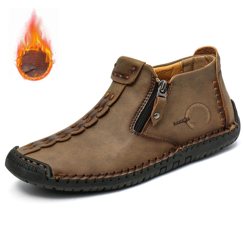 🔥🥾【38-48】Nowe zimowe męskie buty Martin z podszewką z futra i zamkiem błyskawicznym