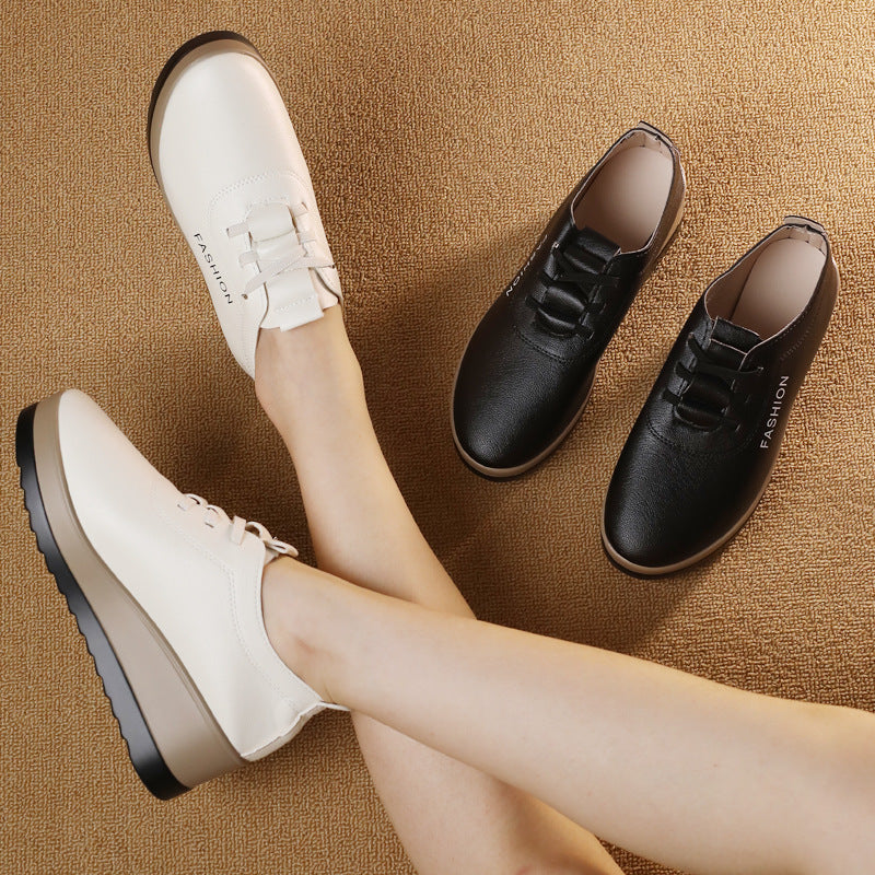 🔥【35-42】Pantofi de damă din piele cu talpă groasă, noua tendință a modei de toamnă