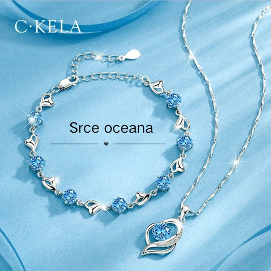 ✨💎💎【Zapestnica + ogrlica】Komplet zapestnice in ogrlice Srce oceana